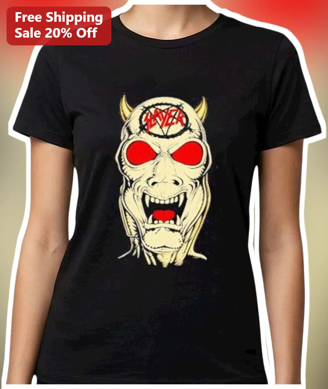 SLAYER Tee Vintage Heavy Metal Band Shirt Demon Skull Design for Men available at our Los Angeles warehouse