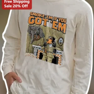 Smoke 'Em If You Got 'Em Vintage Hunting Dog Long Sleeve Tee available at our Los Angeles warehouse