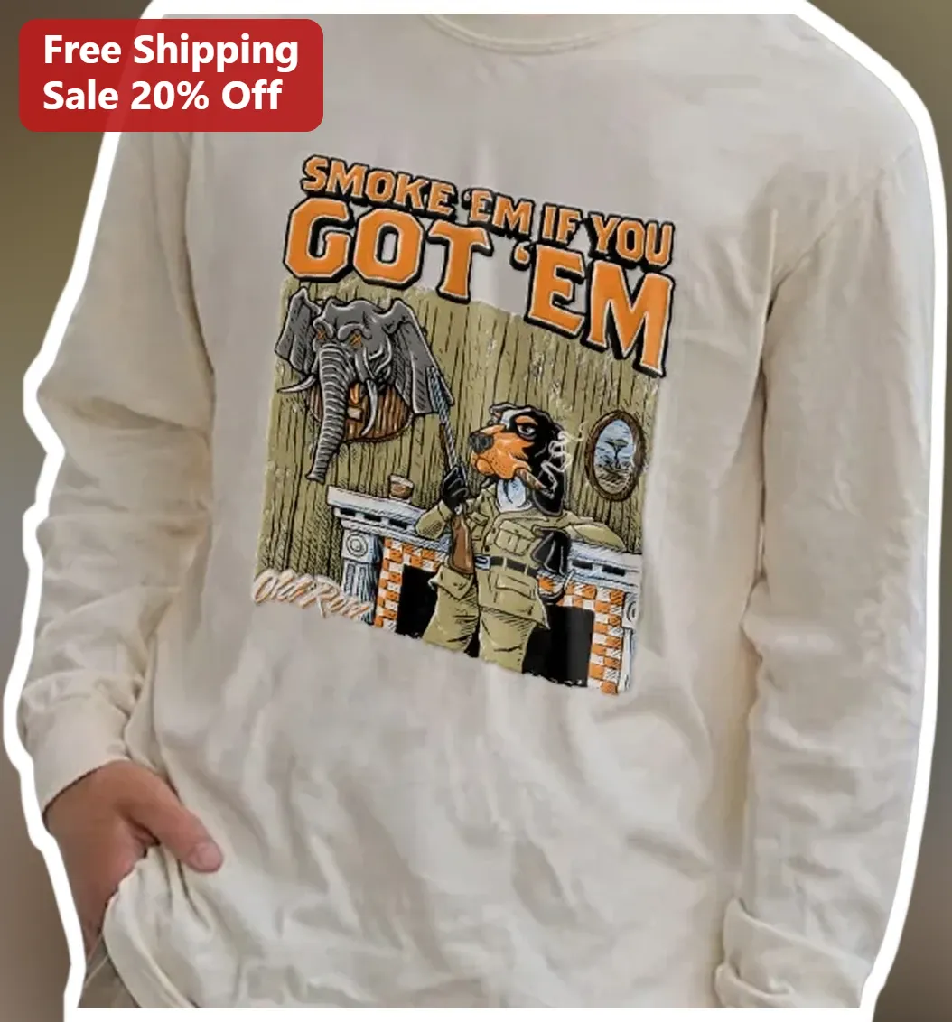 Smoke 'Em If You Got 'Em Vintage Hunting Dog Long Sleeve Tee available at our Los Angeles warehouse