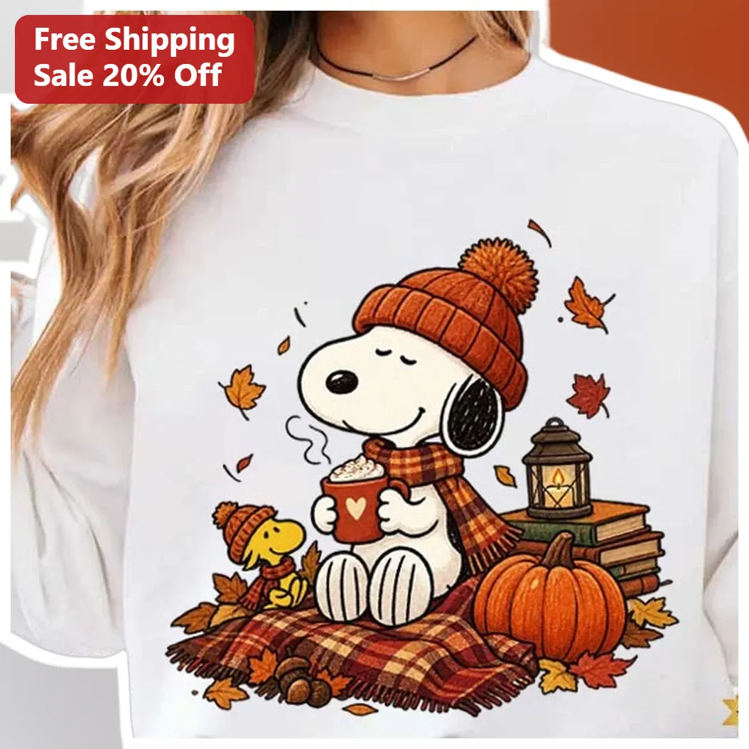 Snoopy Sweatshirt Fall Cozy Peanuts Woodstock Autumn Graphic — Los Angeles Snoopy Sweatshirt Fall Cozy Peanuts Woodstock Autumn Graphic Crewneck for Women Men available at our Los Angeles warehouse