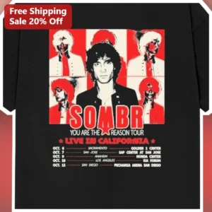 Sombr You Are The Reason Tour Live In California Long Sleeve Tee Vintage Band Merch available at our Los Angeles warehouse