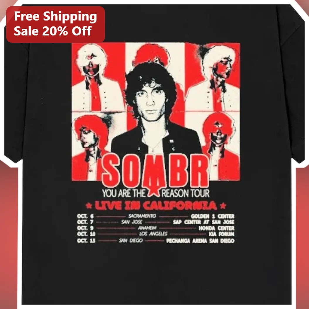 Sombr You Are The Reason Tour Live In California Long Sleeve Tee Vintage Band Merch available at our Los Angeles warehouse
