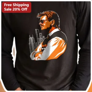 Sonny Crockett Long Sleeve Shirt Miami Vice Retro Pop Art Graphic Tee for Men available at our Los Angeles warehouse