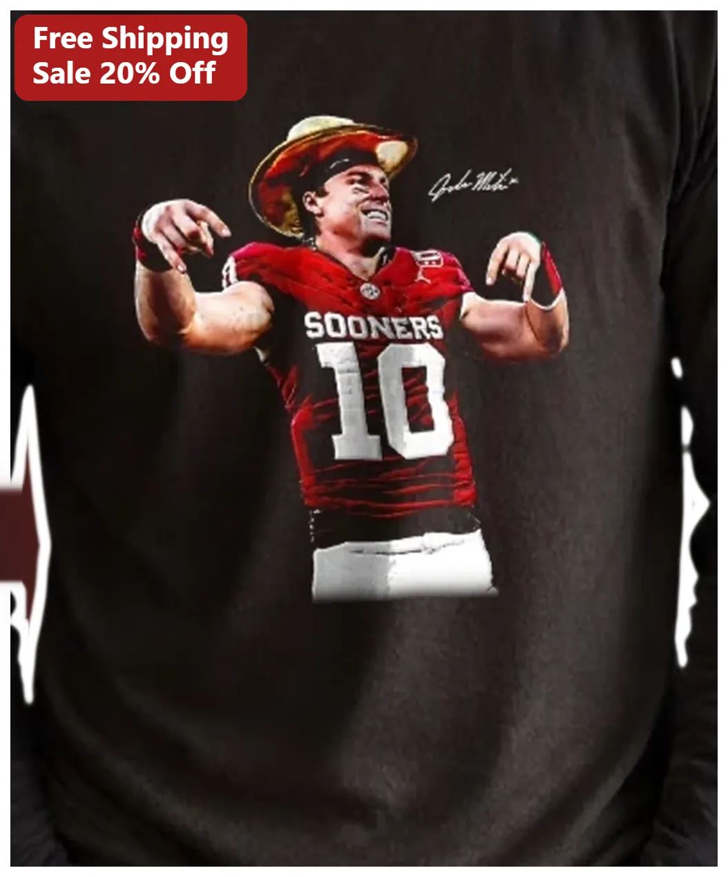 Sooners Baker Mayfield Long Sleeve Shirt Men College Football Fan Gear available at our Los Angeles warehouse