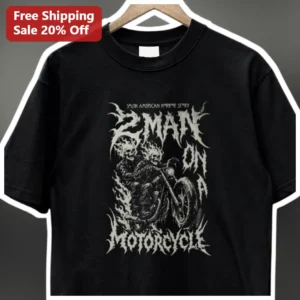 South American Horror Story Tee 2 Man On A Motorcycle Cult Latin American Horror Movie Shirt available at our Los Angeles warehouse