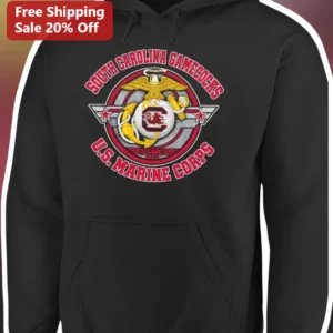 South Carolina Gamecocks USMC Marine Corps Pullover Hoodie Vintage Military College Fan Gift available at our Los Angeles warehouse