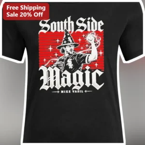 South Side Magic Tee Mike Vasil Chicago White Sox Vintage Baseball Wizard Graphic Shirt available at our Los Angeles warehouse