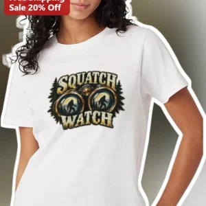 Squatch Watch Bigfoot Graphic Tee Retro Sasquatch Camping Shirt Gift for Cryptid Lovers available at our Los Angeles warehouse