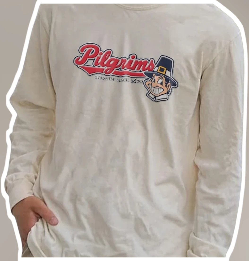 Starvin' Since Pilgrims Long Sleeve Tee Funny Thanksgiving Gift available at our Los Angeles warehouse