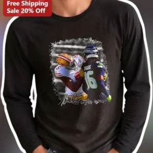 Stefon Diggs Long Sleeve Tee NFL Football Fan Gear Distressed Signature Graphic Shirt available at our Los Angeles warehouse