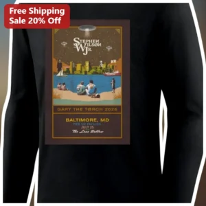 Stephen Wilson Jr. Gary the Torch Baltimore Pier Six Pavilion Long Sleeve Tee available at our Los Angeles warehouse