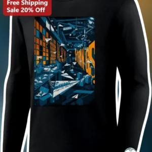 STRINGS OCTOBER Long Sleeve Tee Retro Industrial Graphic Fall Apparel available at our Los Angeles warehouse