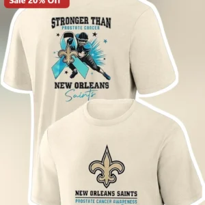 Stronger Than Prostate Cancer New Orleans Saints Awareness Tee Men's NFL Fan Gear available at our Los Angeles warehouse