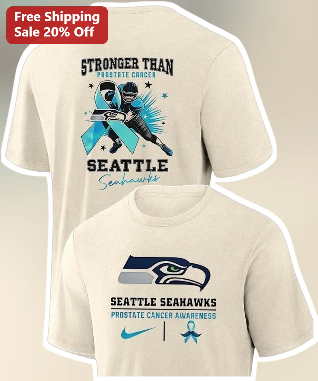 Stronger Than Prostate Cancer Seattle Seahawks Awareness Tee Men's Health Support Gift available at our Los Angeles warehouse