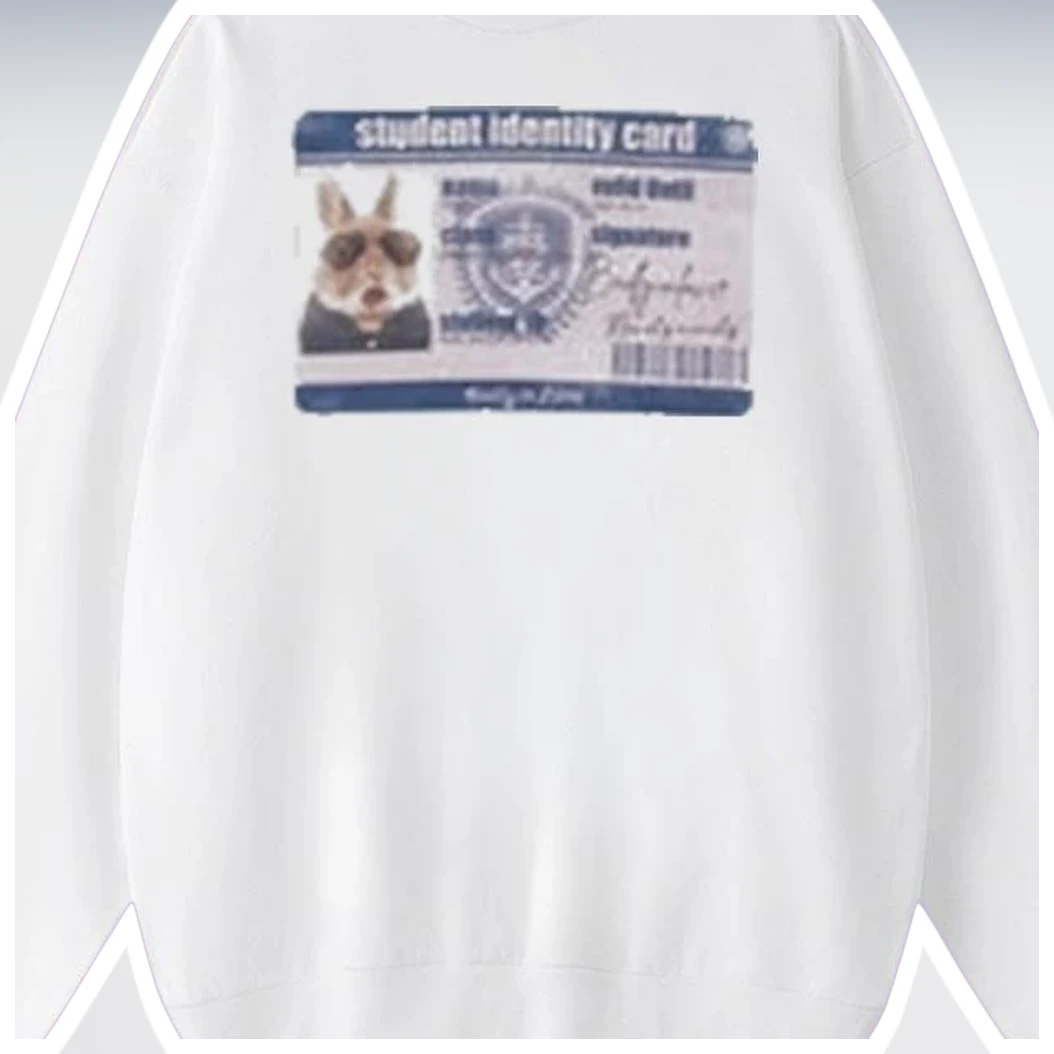 Student Identity Card Sweatshirt Funny French Bulldog Dog Lover Gift Crewneck available at our Los Angeles warehouse