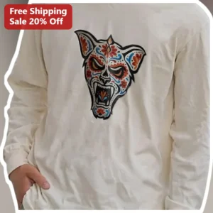 Sugar Skull Wolf Long Sleeve Day of the...