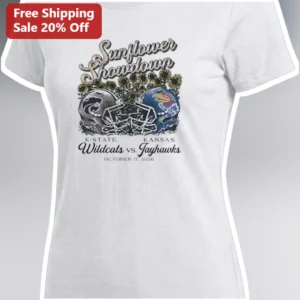 Sunflower Showdown K-State Wildcats vs Kansas Jayhawks Tee Big 12 Rivalry Fan Gift available at our Los Angeles warehouse