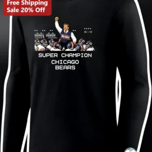 Super Champion Chicago Bears Long Sleeve Tee NFL Vintage Football Fan Gear available at our Los Angeles warehouse