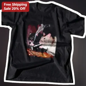 Surreal Rat Syringe Graphic Tee Weirdcore Dark Humor Science Shirt for Men Women available at our Los Angeles warehouse