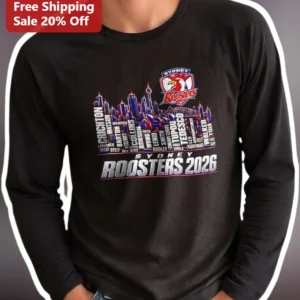 Sydney Roosters 2026 Long Sleeve Tee NRL Premiers Championship Fan Gear available at our Los Angeles warehouse