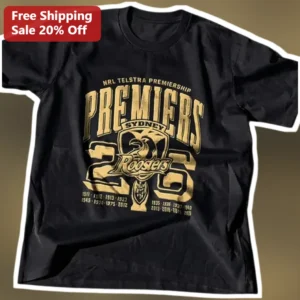 Sydney Roosters Premiers Tee NRL Telstra Premiership Vintage Rugby League Fan Shirt available at our Los Angeles warehouse