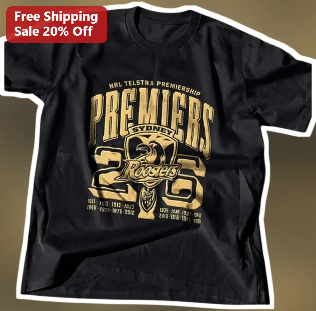 Sydney Roosters Premiers Tee NRL Telstra Premiership Vintage Rugby League Fan Shirt available at our Los Angeles warehouse
