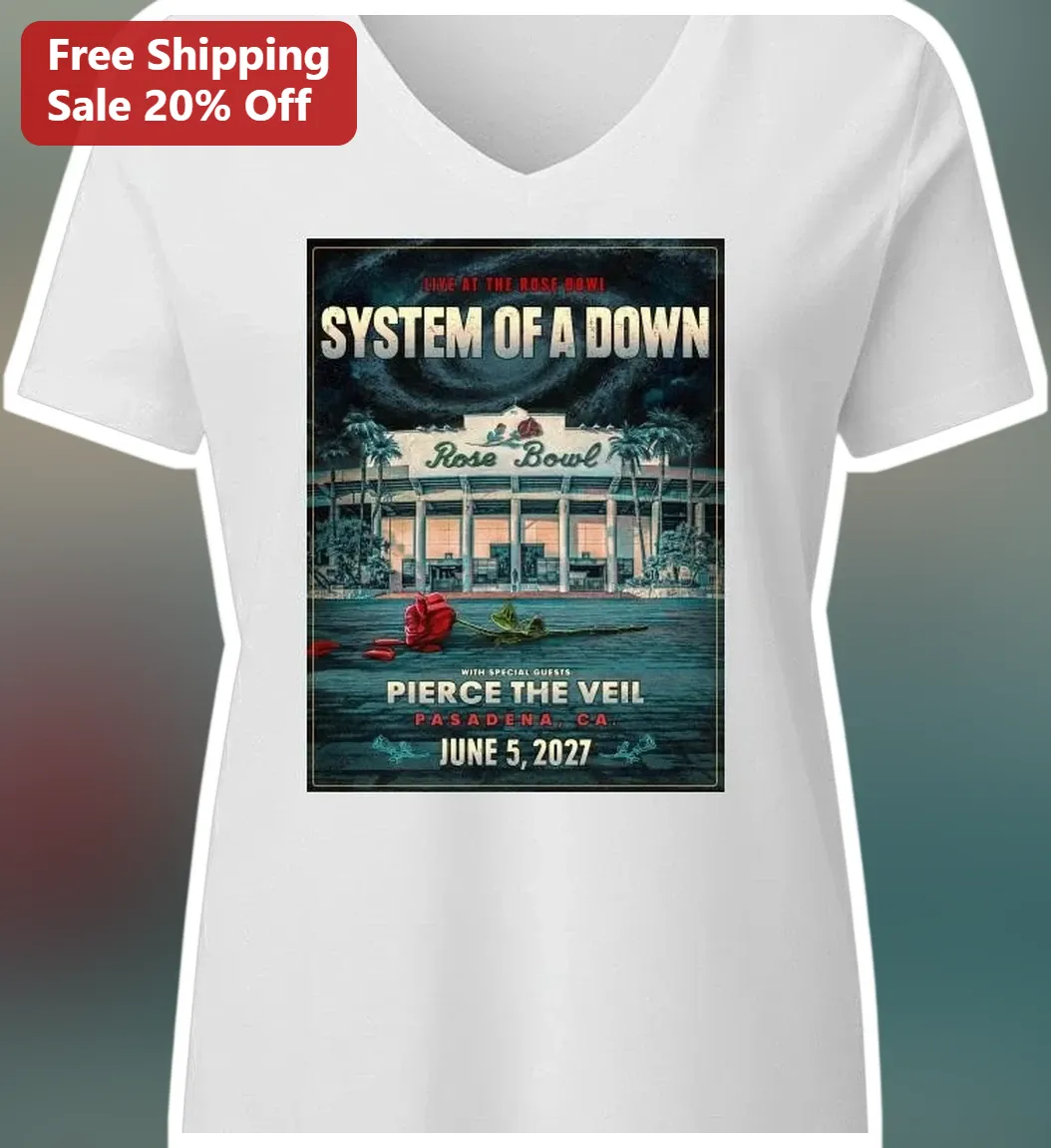 System of a Down Pierce the Veil Rose Bowl Concert Graphic Tee available at our Los Angeles warehouse