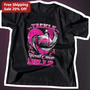 TACKLE Breast Cancer BILLS Tee Buffalo Bills Pink Ribbon Awareness Shirt October Gift available at our Los Angeles warehouse