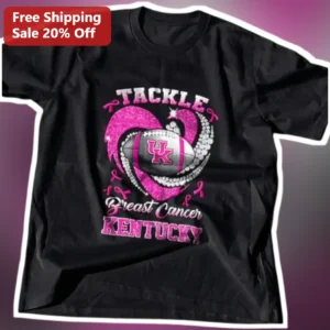 TACKLE Breast Cancer KENTUCKY Tee Pink Ribbon Awareness Shirt for Women available at our Los Angeles warehouse