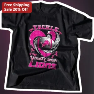 Tackle Breast Cancer Lions Tee Detroit Pink Out Football Awareness Gift available at our Los Angeles warehouse