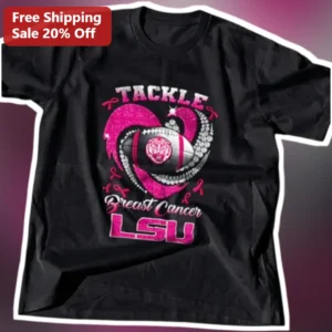 TACKLE Breast Cancer LSU Tee October Awareness Month Gift for Tigers Fans available at our Los Angeles warehouse