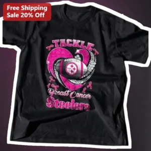 Tackle Breast Cancer Steelers Tee NFL Fan Awareness Shirt Gift available at our Los Angeles warehouse