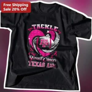 TACKLE Breast Cancer TEXAS A&M Tee Aggie Football Awareness Gift available at our Los Angeles warehouse