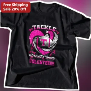 TACKLE Breast Cancer Volunteers Tee Pink Ribbon Football Awareness Shirt Gift for Charity Walk Team available at our Los Angeles warehouse