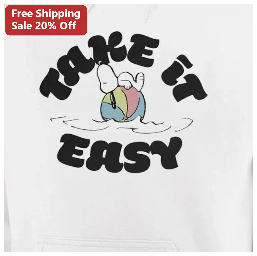 Take It Easy Snoopy Hoodie Retro Cartoon Beach Ball Graphic — Los Angeles Take It Easy Snoopy Hoodie Retro Cartoon Beach Ball Graphic Sweatshirt available at our Los Angeles warehouse