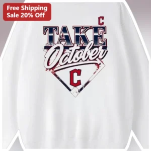Take October Baseball Fan Sweatshirt Cleveland Guardians Style Vintage Distressed Crewneck Fall Appa available at our Los Angeles warehouse