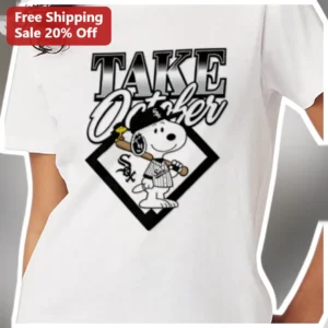 Take October Tee Snoopy Baseball Player Graphic Shirt Chicago White Sox Fan Gear available at our Los Angeles warehouse