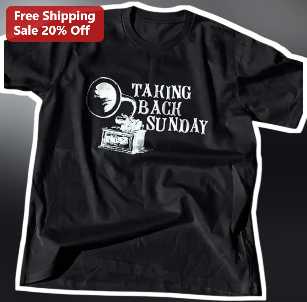 Taking Back Sunday Vintage Gramophone Graphic Tee Alt Rock E — Los Angeles Taking Back Sunday Vintage Gramophone Graphic Tee Alt Rock Emo Band Merch available at our Los Angeles warehouse