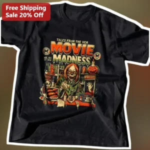 Tales From The VCR Movie Madness Retro Horror Tee Halloween Gift for Men Women available at our Los Angeles warehouse