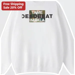 Tame Impala Sweatshirt Deadbeat Tour Merch Psychedelic Music Gift for Fans available at our Los Angeles warehouse