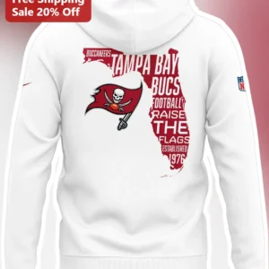 Tampa Bay Buccaneers Raise The Flags Established 1976 Football Hoodie available at our Los Angeles warehouse