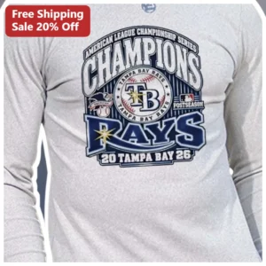 Tampa Bay Rays ALCS Champions Long Sleeve Tee American League Championship Series Postseason Fan Gea available at our Los Angeles warehouse