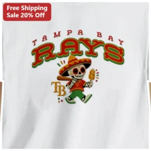 Tampa Bay Rays Day of the Dead Skeleton Baseball Tee available at our Los Angeles warehouse