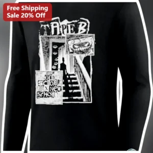 Tape B Old School X New School Long Sleeve Shirt Hip Hop Mixtape Aesthetic available at our Los Angeles warehouse