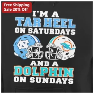 Tar Heel Dolphin Weekend Fan Hoodie UNC Miami Football Game Day Gift available at our Los Angeles warehouse