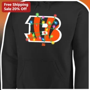TB Monogram Christmas Lights Hoodie Festive Holiday Gift for Men Women available at our Los Angeles warehouse