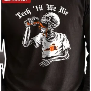 Tech 'til We Die Tee Funny Programmer Developer Skeleton Vintage Graphic Shirt Gift for IT Professio available at our Los Angeles warehouse