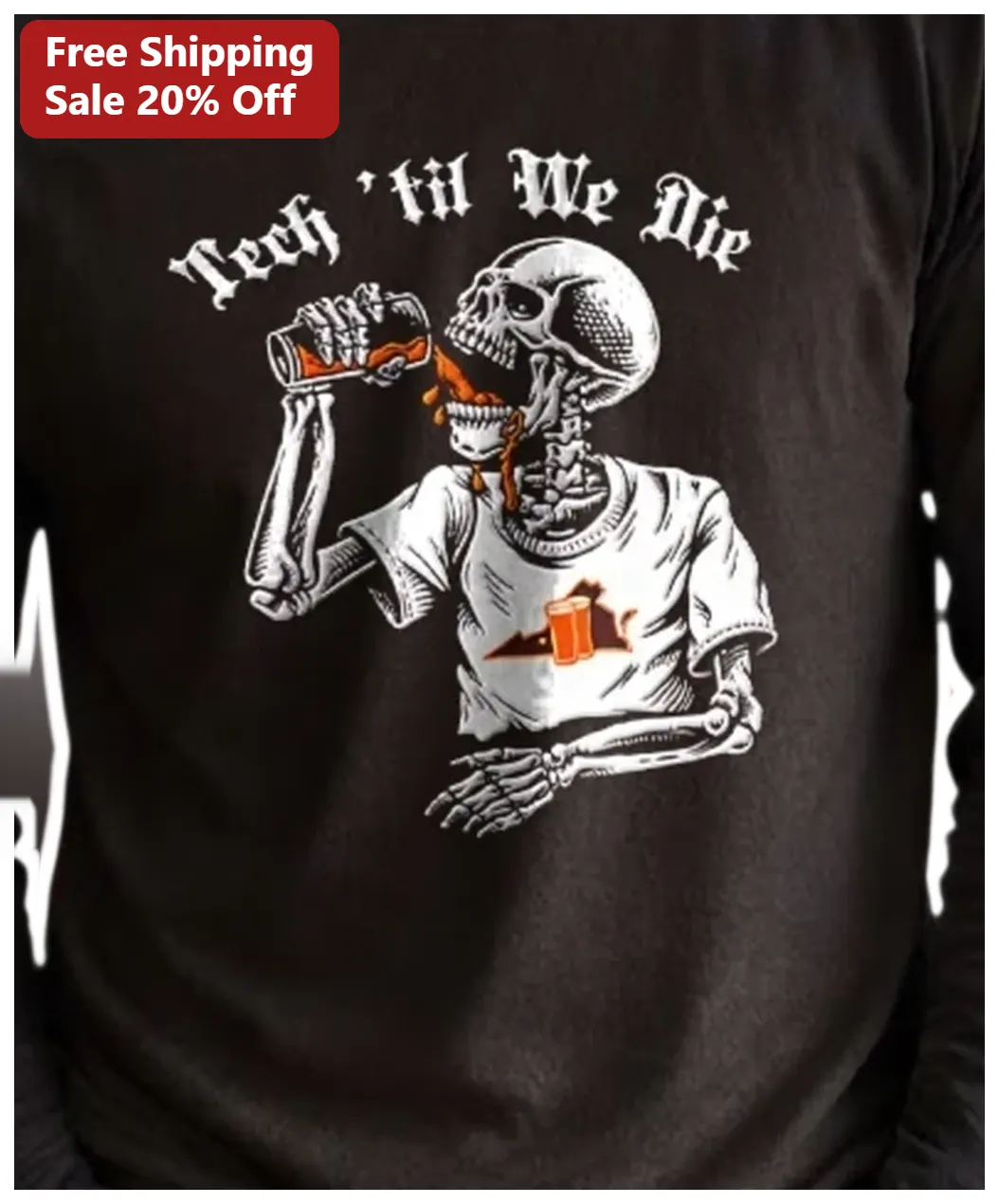 Tech 'til We Die Tee Funny Programmer Developer Skeleton Vin — Los Angeles Tech 'til We Die Tee Funny Programmer Developer Skeleton Vintage Graphic Shirt Gift for IT Professio available at our Los Angeles warehouse