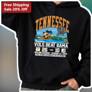 Tennessee Vols Beat Bama Hoodie Funny Cartoon Kayak Dog Design UT vs Alabama Rivalry Gift available at our Los Angeles warehouse