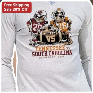 Tennessee vs South Carolina Long Sleeve Tee SEC Football Rivalry Game Day Apparel for Fans available at our Los Angeles warehouse